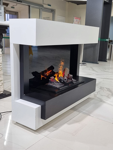 Биокамин Dimplex Cube очаг Cassette 400 LNH-INT (с дровами) белый с черным (выставочный образец)_5