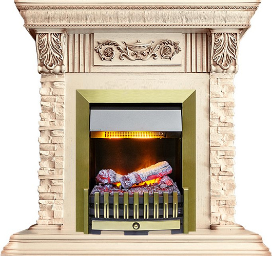 Dimplex Luxemburg очаг Danville Antique Brass FB2 сланец/темный дуб (каменный)_1